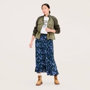 Woolrich Floral Pleated Midi Skirt